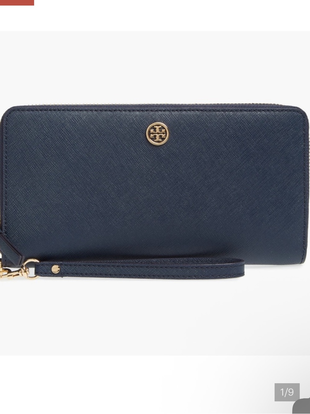 Tory Burch Robinson Continental Midnight Blue Wristlet Wallet